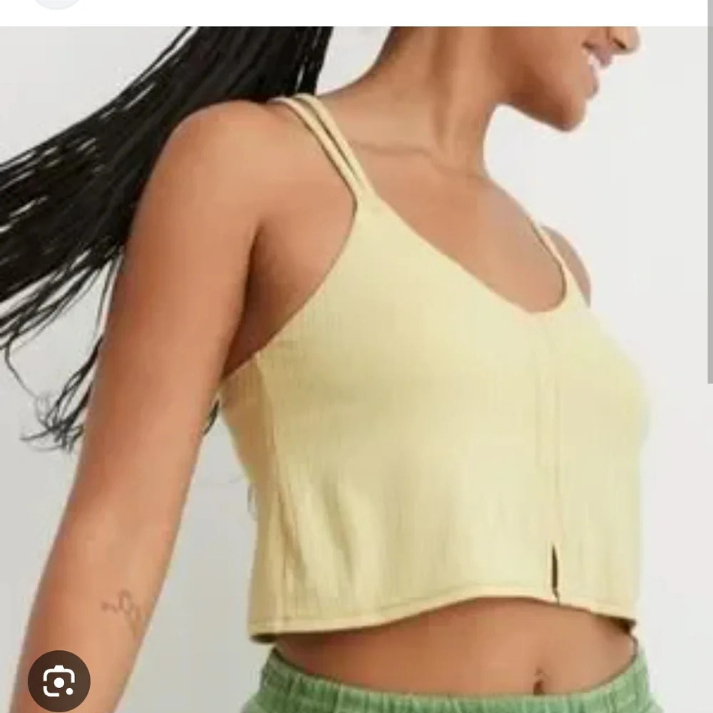 Aerie Ribbed Crop Top Bralette Size M Pale Yellow